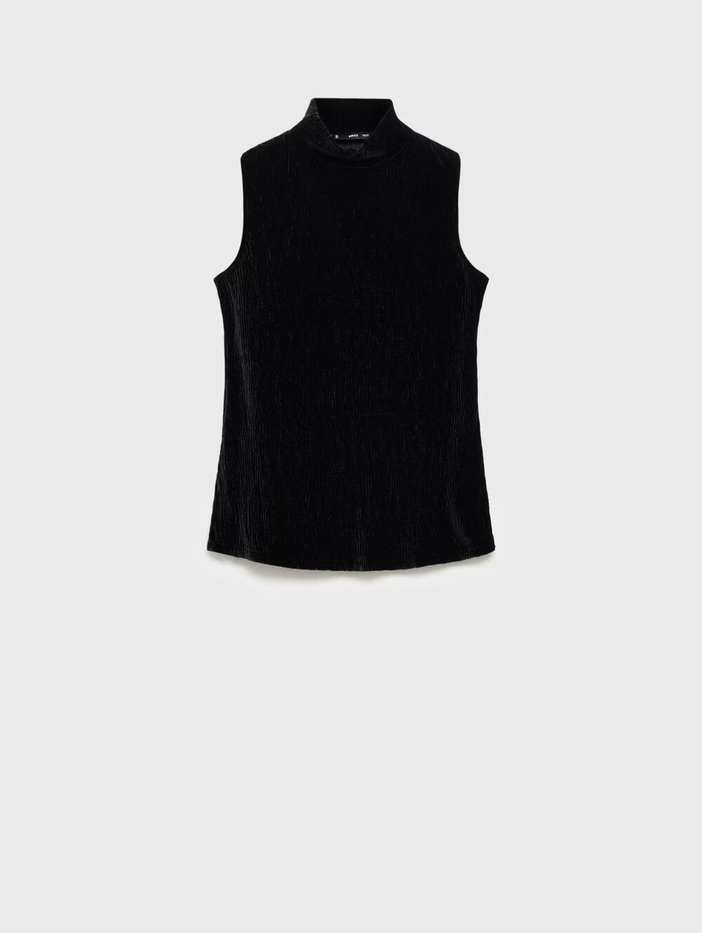 Sleeveless Mock Neck Velvet Top in Black